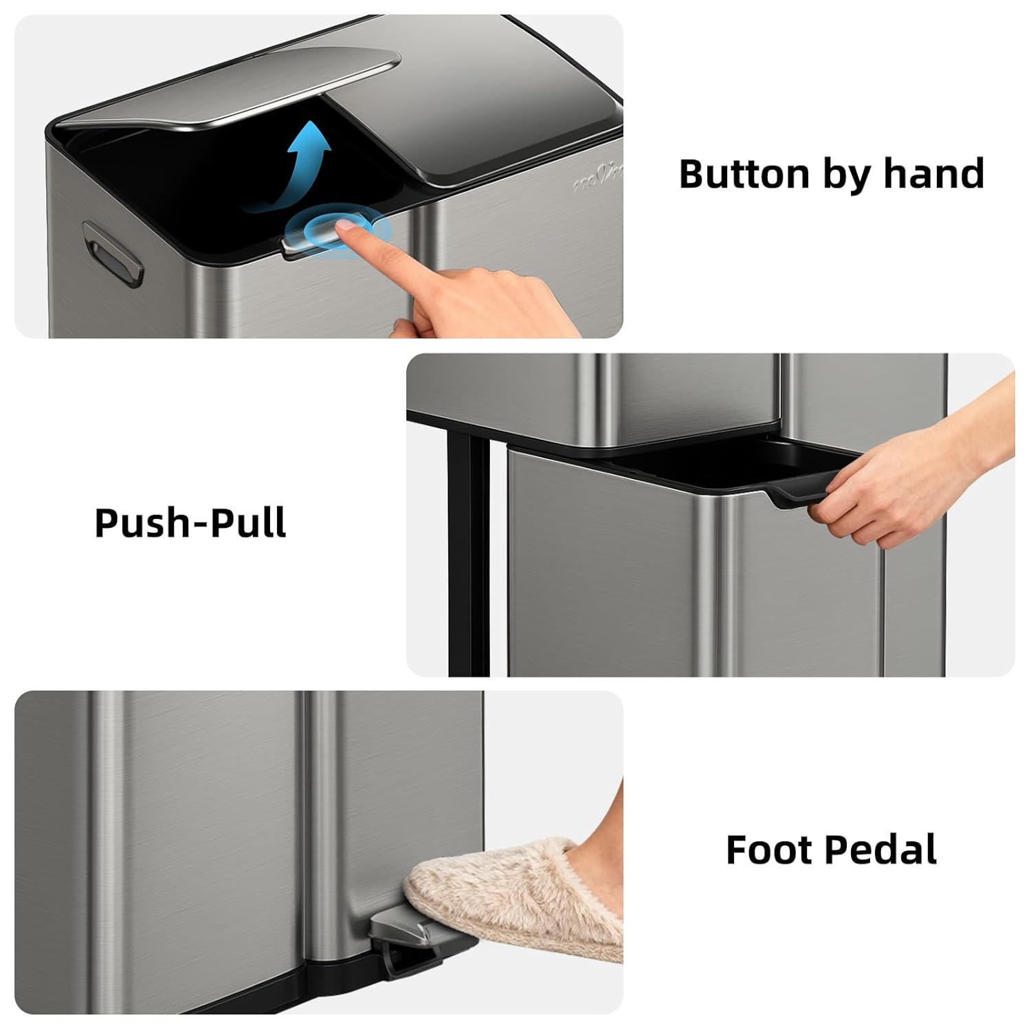SortEase™ 60L 3-in-1 Recycling Bin