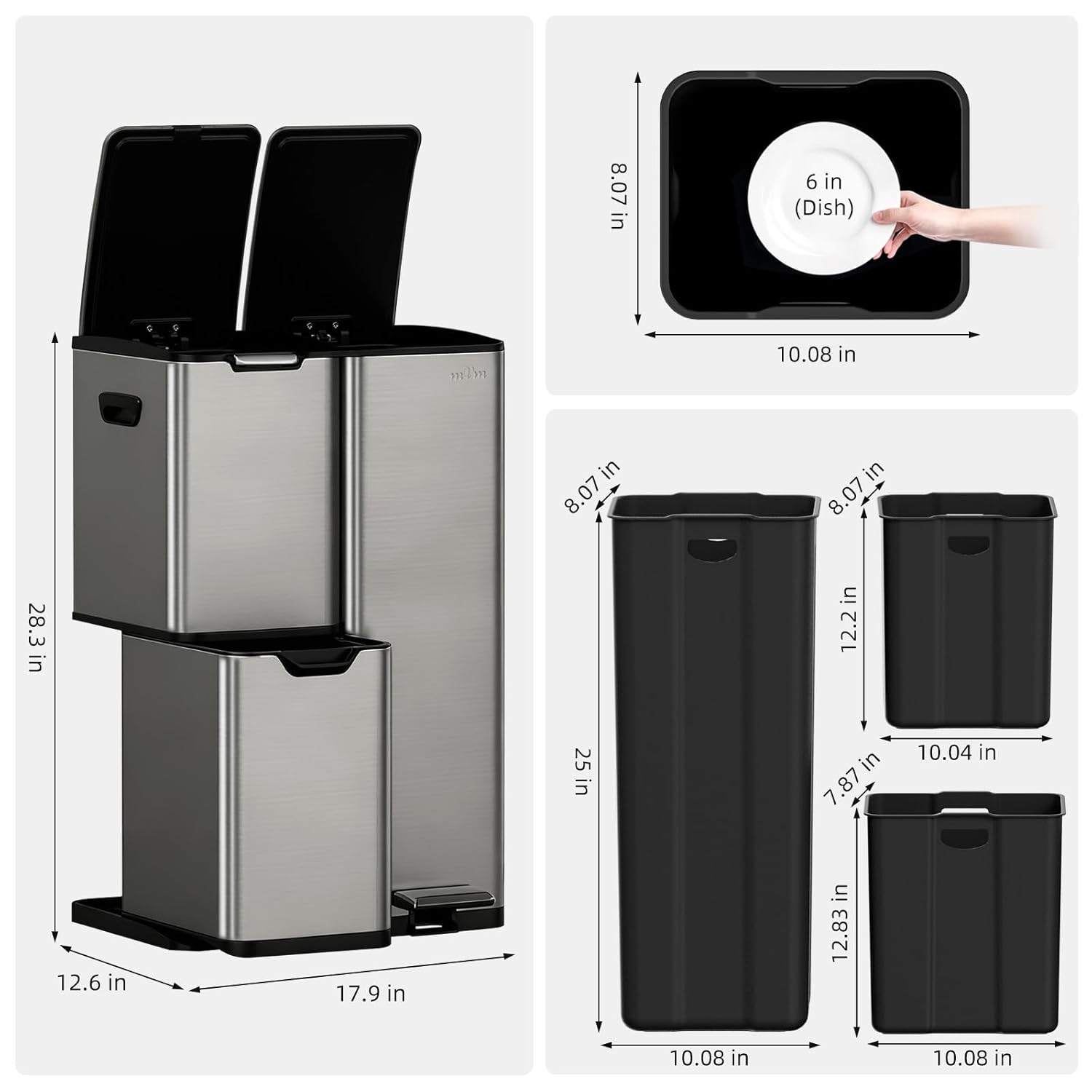 SortEase™ 60L 3-in-1 Recycling Bin
